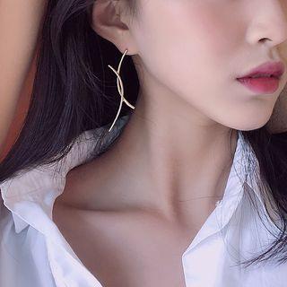 925 Sterling Silver Curve Dangle Earring 1 Pair - One Size