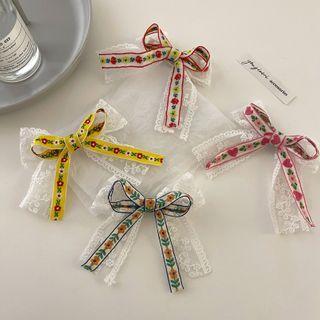 Floral Print Lace Ribbon Hair Clip