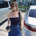 Spaghetti-strap Camisole Top Navy Blue - One Size