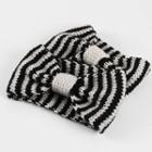 Striped Bow Knit Headband Stripes - Black & White - One Size