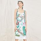 V-neck Printed Spaghetti Strap Dress
