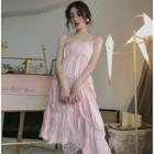 Asymmetric Sleeveless Midi Dress Pink - One Size