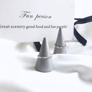 Set Of 2: Zigzag Ring + Ribbed Open Ring Set Of 2 - Silver - No. 11