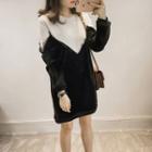Lace Trim Two Tone Pullover Dress
