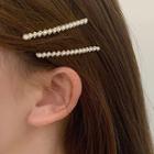 Set Of 2: Faux Pearl Hair Clip Set Of 2 - Faux Pearl Hair Clip - Gold - One Size