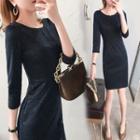 3/4-sleeve Glitter Pencil Dress