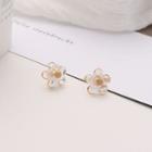 S925 Sterling Silver Floral Ear Stud 1 Pair - 925 Silver - Earrings - One Size