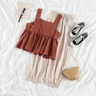 Wide Strap Cropped Top / Harem Pants