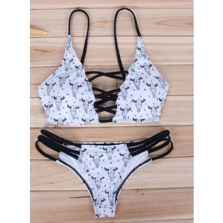 Lattice Front Printed Bikini