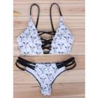 Lattice Front Printed Bikini