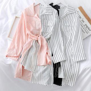 Patchwork Striped Long Shirt