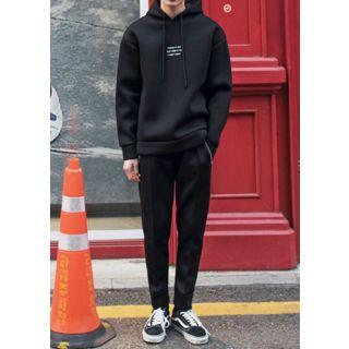 Set: Hooded Lettering Neoprene Top + Sweatpants