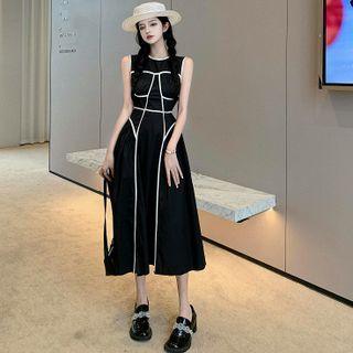 Contrasted Midi Tank Dress