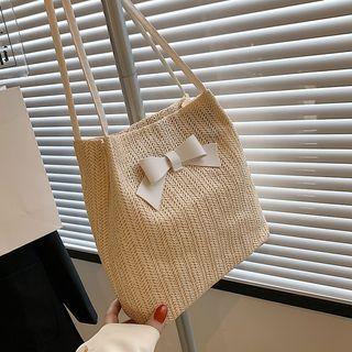 Ribbon Woven Bucket Shoulder Bag