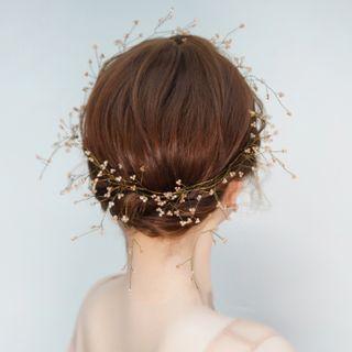 Wedding Branches Faux Crystal Headpiece Orange Red & Gold - One Size