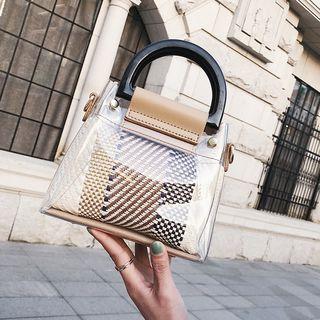 Transparent Handbag With Woven Pouch