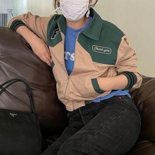 Long-sleeve Stand-collar Embroidered Airplane Jacket