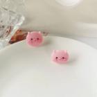 Pig Resin Earring 1 Pair - S925 Silver - Pink - One Size
