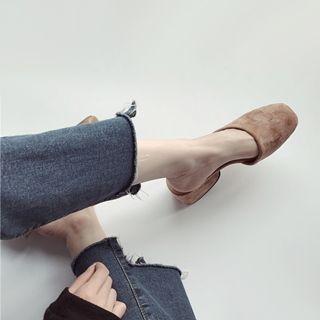 Faux-suede Chunky-heel Slide Sandals