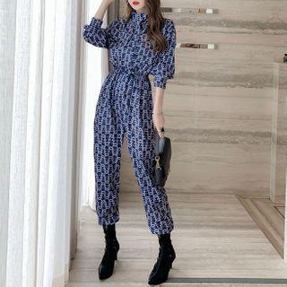 Patterned Shirt Jumpsuit