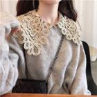 Lace-collar Plain Sweater