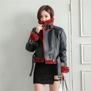 Contrast Faux-shearling Rider Jacket