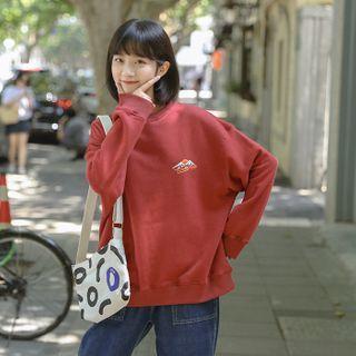 Mountain Print Sweatshirt Wine Red - One Size