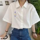 Short-sleeve Japanese Character Print Shirt