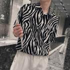 Short-sleeve Zebra Pattern Shirt