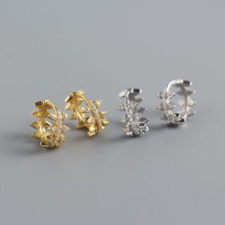 Leaf Rhinestone Hoop Earring