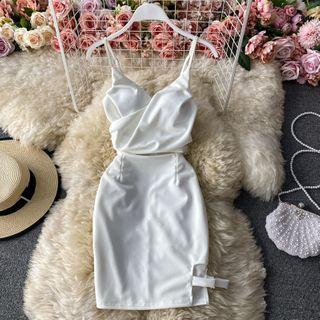 Plain Cut-out Sleeveless Dress
