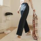 Band-waist Pintuck Wide-leg Jeans