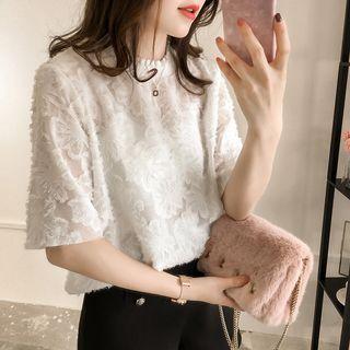 Fringed Trim Short-sleeve Top