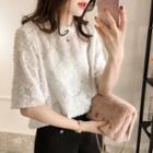 Fringed Trim Short-sleeve Top