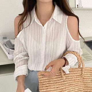Striped Off-shoulder Shirt