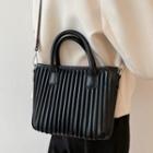 Pleated Faux Leather Hand Bag