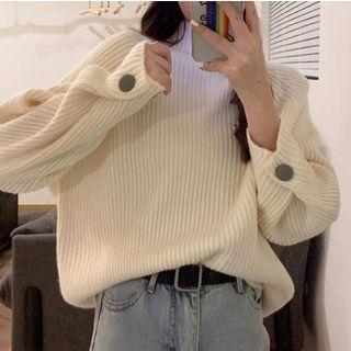 Buttoned Cuff Oversize Sweater