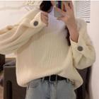 Buttoned Cuff Oversize Sweater