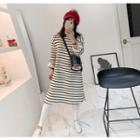 Round-neck Stripe Midi T-shirt Dress