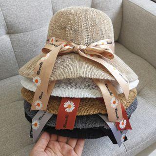 Daisy Bow-accent Knit Bucket Hat
