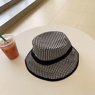 Houndstooth Pattern Sun Hat Black -
