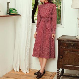 Floral Ruffle Long-sleeve A-line Dress