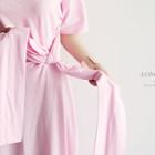 Short-sleeve Knot-front Maxi T-shirt Dress