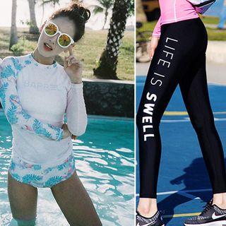 Set: Long-sleeve Zip-up Swim Top + Swim Shorts + Swim Pants