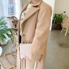 Loose-fit Long Wool Blend Coat With Belt