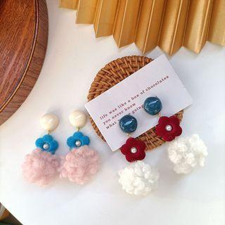 Flower Faux Shearling Dangle Earring