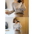Round-neck Bell-sleeve Knit Top