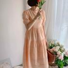 Zip-up Perforated A-line Dress