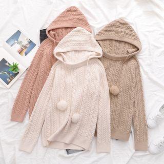 Pom Pom Cable Knit Hoodie