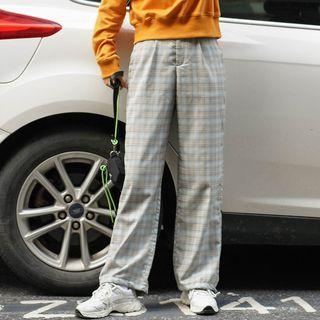 High-waist Gingham Jogger Pants